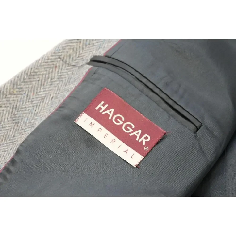 Imperial Haggar Tweed Handwoven Herringbone Wool Blazer‎ Sports Jacket Sz 46 R